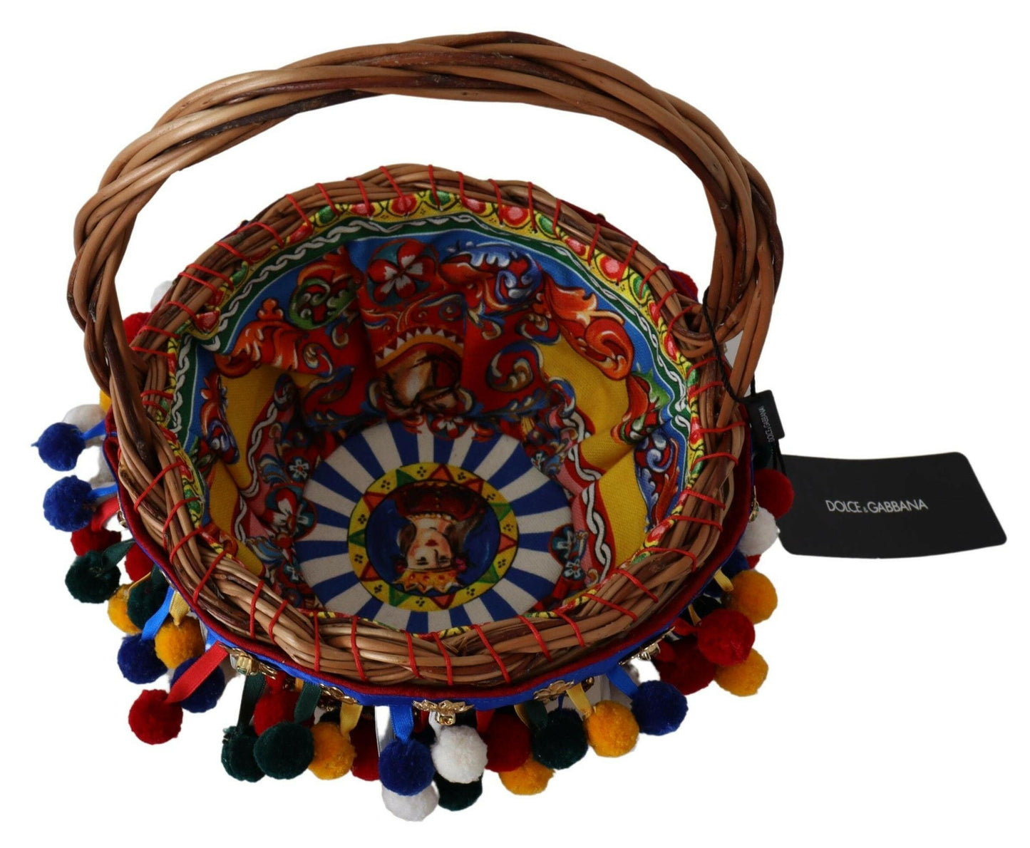 Dolce &amp; Gabbana – Agnese Basket – Mehrfarbige Tragetasche aus Baumwolle mit Verzierung