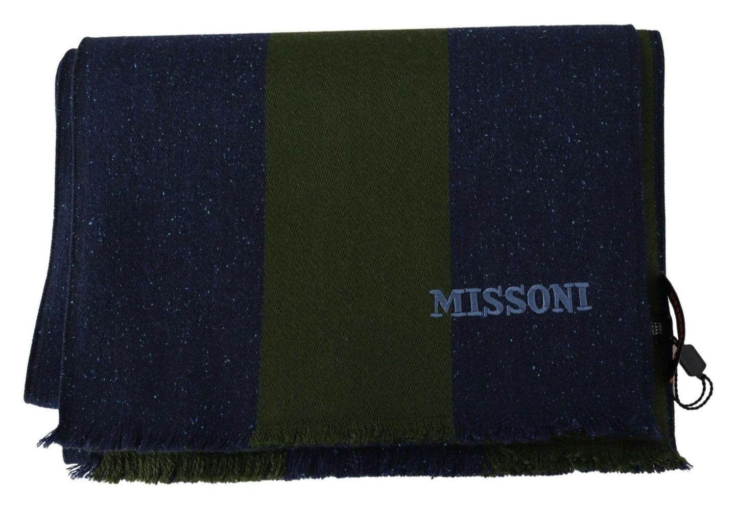 Missoni Grün Gestreifter Unisex-Halswickelschal aus Wolle Blau