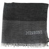 Missoni Gray Striped Wool Unisex Neck Wrap Fringes Scarf