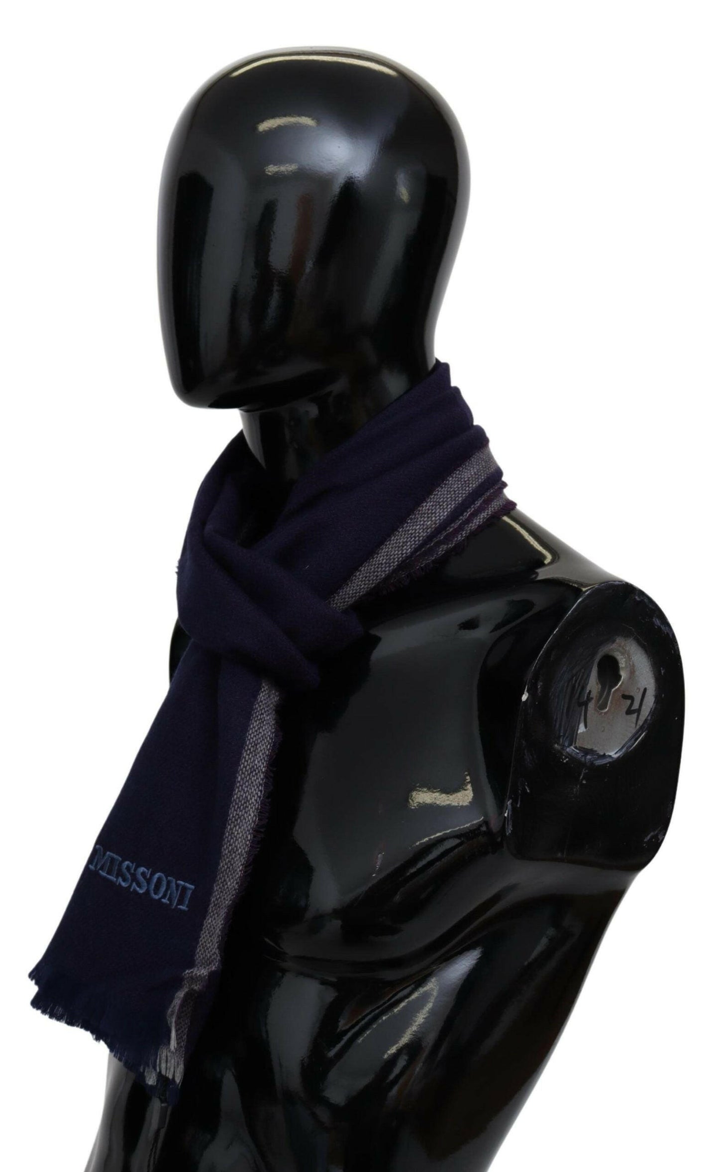 Missoni – Mehrfarbig gestreifter Unisex-Wickelschal aus Wolle mit Fransen