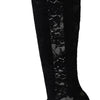 Dolce & Gabbana Black Taormina Lace Socks Boots Shoes Pumps