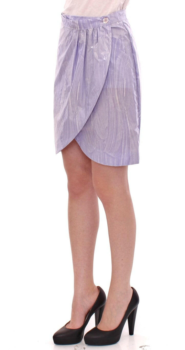 Licia Florio Purple Viscose Above-Knee Wrap Skirt