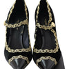 Dolce &amp; Gabbana – Mary-Janes-Pumps aus schwarzem Samt in Gold