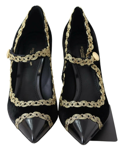 Escarpins élégants brodés en velours verni Dolce &amp; Gabbana