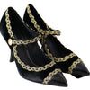 Dolce &amp; Gabbana – Mary-Janes-Pumps aus schwarzem Samt in Gold