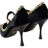 Dolce &amp; Gabbana – Mary-Janes-Pumps aus schwarzem Samt in Gold
