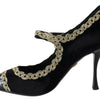 Dolce &amp; Gabbana – Mary-Janes-Pumps aus schwarzem Samt in Gold