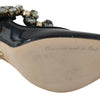 Dolce &amp; Gabbana – Mary-Jane-Pumps aus schwarzem Leder mit Kristallen