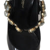Dolce &amp; Gabbana – Mary-Jane-Pumps aus schwarzem Leder mit Kristallen