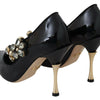 Dolce &amp; Gabbana – Mary-Jane-Pumps aus schwarzem Leder mit Kristallen