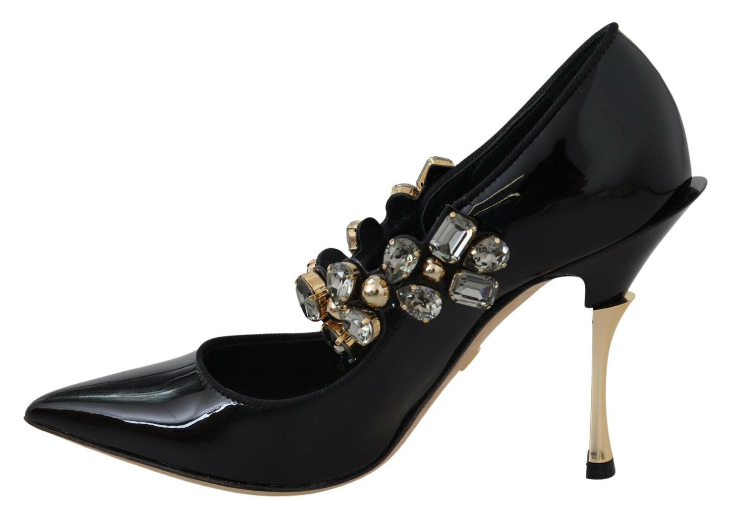 Dolce &amp; Gabbana – Mary-Jane-Pumps aus schwarzem Leder mit Kristallen
