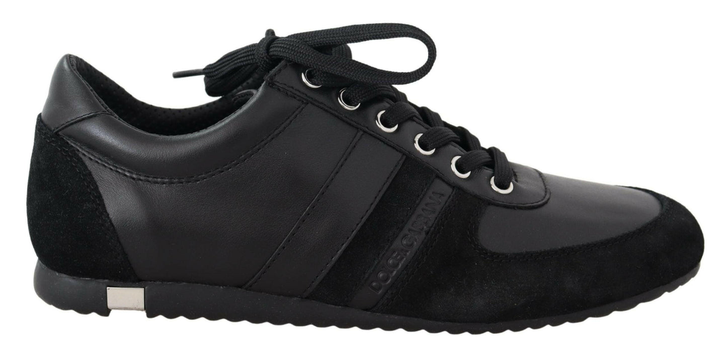 Dolce &amp; Gabbana – Schwarze, lässige Sneakers aus Leder mit Logo
