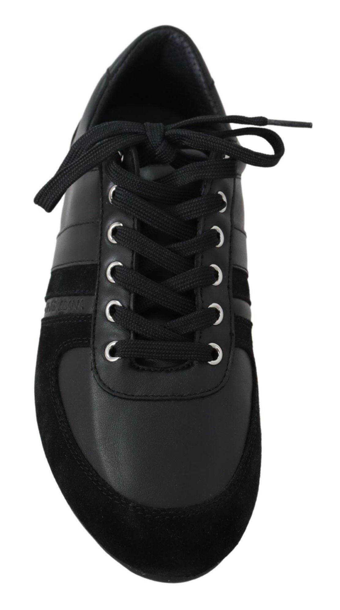 Dolce &amp; Gabbana – Schwarze, lässige Sneakers aus Leder mit Logo