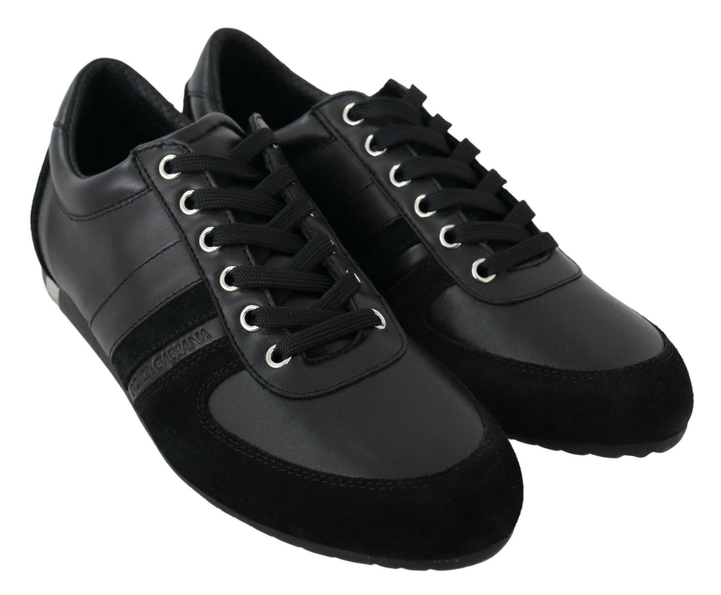 Dolce &amp; Gabbana – Schwarze, lässige Sneakers aus Leder mit Logo