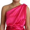Dolce & Gabbana Dress Pink Fitted Cut One Shoulder Midi Dress