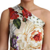 Dolce & Gabbana Print Silk Stretch One Shoulder Dress Floral
