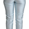 Dolce & Gabbana Light Blue Silk Cropped Tapered Trouser Pants