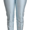 Dolce & Gabbana Light Blue Silk Cropped Tapered Trouser Pants