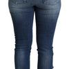 Dolce & Gabbana Blue Embellished Skinny Trouser Cotton Jeans