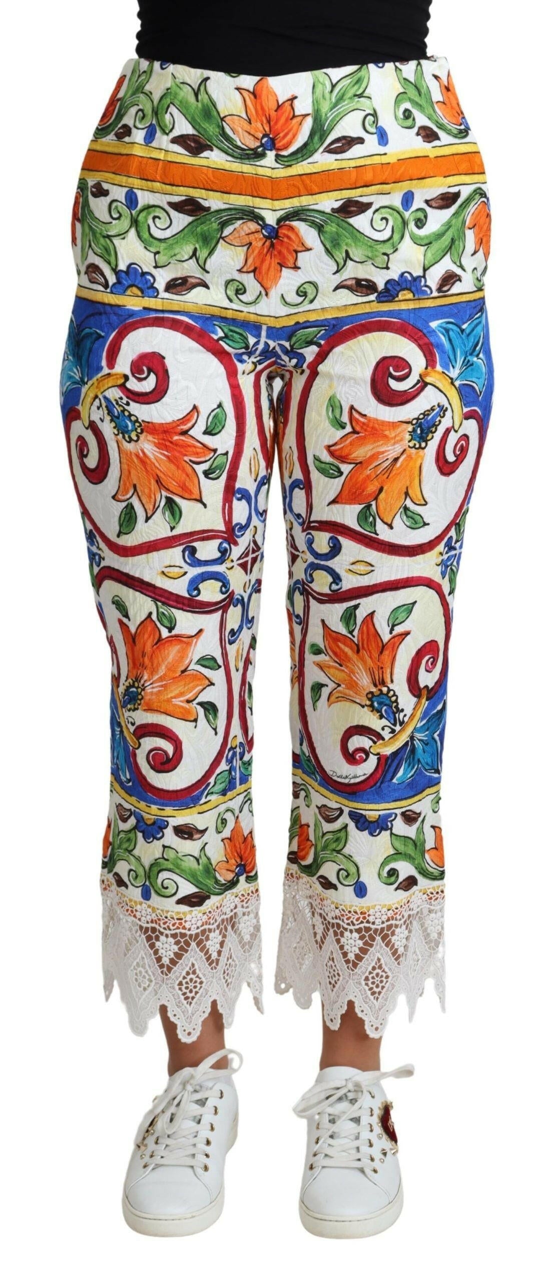 Pantalon court taille haute en majolique Dolce &amp; Gabbana