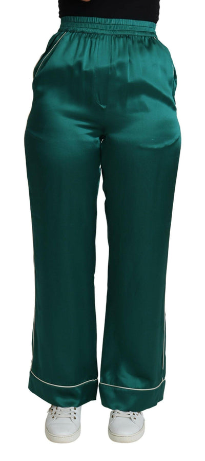 Pantalon de pyjama en soie Dolce &amp; Gabbana, exquis, vert luxuriant
