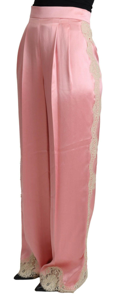 Pantalon large en satin de soie mélangée Dolce &amp; Gabbana rose