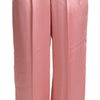 Dolce &amp; Gabbana – Hose aus Seidensatin mit weitem Bein und Spitzenbesatz in Rosa