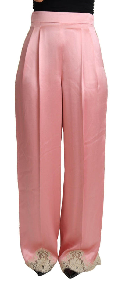 Pantalon large en satin de soie mélangée Dolce &amp; Gabbana rose