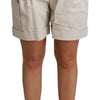 Dolce & Gabbana Beige Cotton Pleated High Waist Casual Shorts