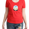 Moschino Rot bedruckte Kurzarm-Oberteile aus Baumwolle, Bluse, T-Shirt