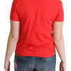 Moschino Rot bedruckte Kurzarm-Oberteile aus Baumwolle, Bluse, T-Shirt