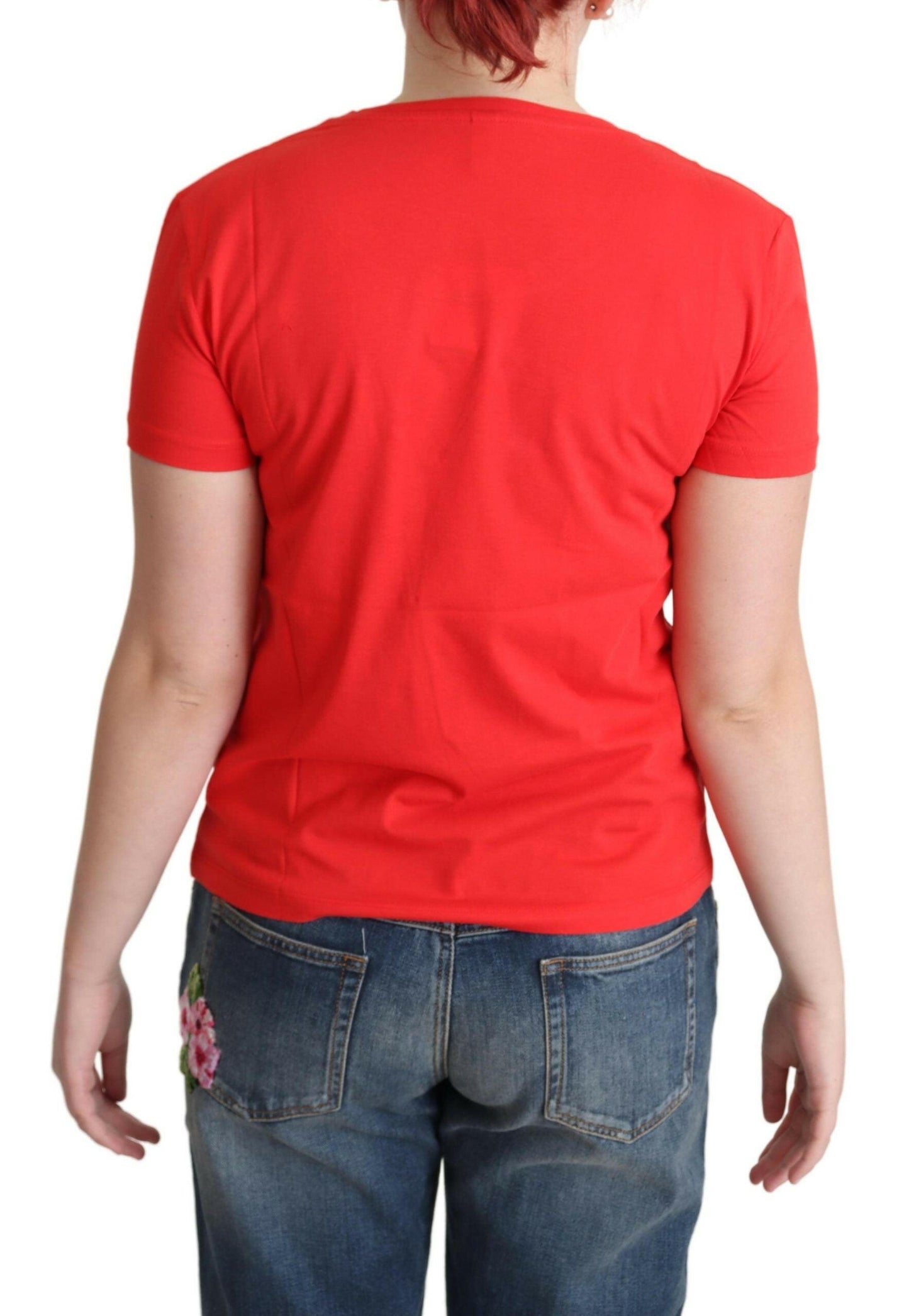 Moschino Rot bedruckte Kurzarm-Oberteile aus Baumwolle, Bluse, T-Shirt