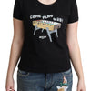 Moschino – Schwarzes T-Shirt aus Baumwolle mit „Come Play 4 Us“-Aufdruck