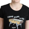 Moschino – Schwarzes T-Shirt aus Baumwolle mit „Come Play 4 Us“-Aufdruck