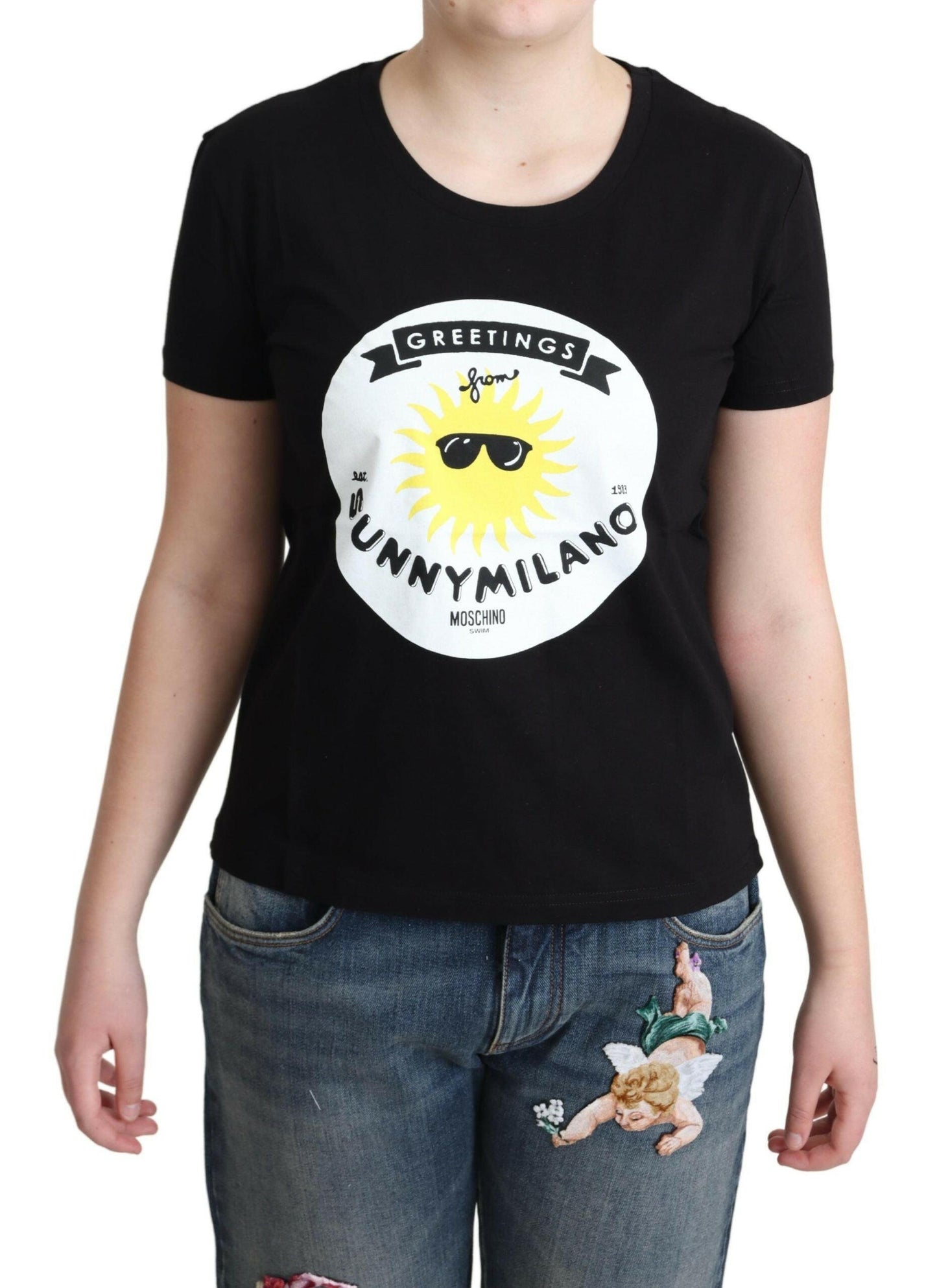 T-shirt chic en coton Moschino avec imprimé Milano