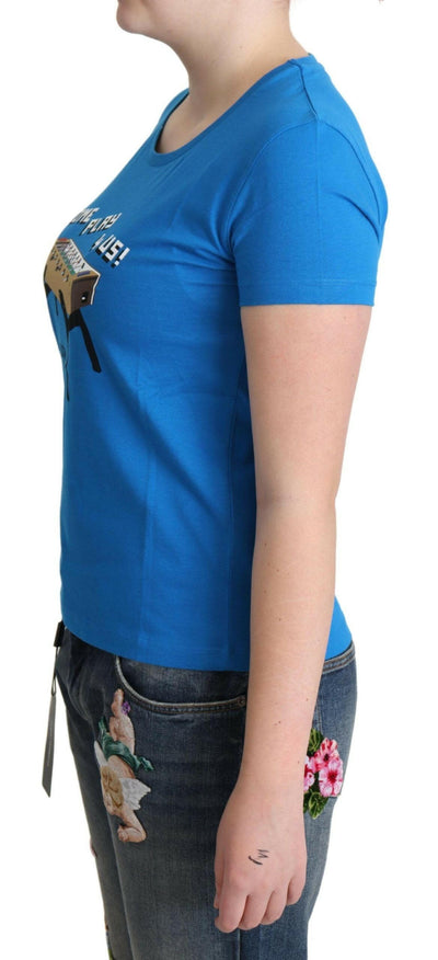 Moschino – T-Shirt aus Baumwolle mit „Come Play 4 Us“-Print, Blau