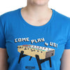 Moschino – T-Shirt aus Baumwolle mit „Come Play 4 Us“-Print, Blau