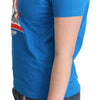 Moschino – Blaues T-Shirt aus Baumwolle mit grafischem Dreieck