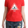 Moschino – Rotes Baumwoll-T-Shirt mit grafischem Dreiecksdruck