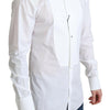 Dolce & Gabbana White Bib Cotton Poplin Men Formal Shirt