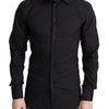 Dolce & Gabbana Black Cotton Blend Formal Dress Shirt