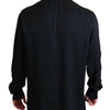 Dolce & Gabbana Black Jacquard Silk Casual Button Down Shirt