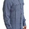 Dolce &amp; Gabbana Blau gestreiftes Herren-Freizeithemd mit Knopfleiste