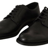 Dolce & Gabbana Black Leather Lace Up Mens Formal Derby Shoes