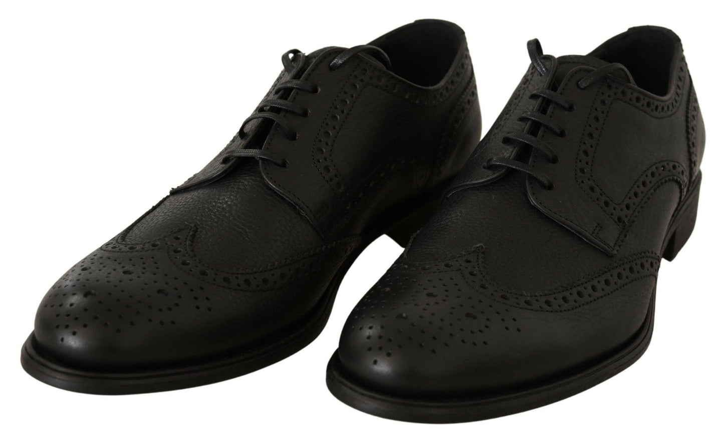 Chaussures Derby élégantes à bout golf en cuir noir Dolce &amp; Gabbana