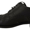 Chaussures Derby élégantes à bout golf en cuir noir Dolce &amp; Gabbana