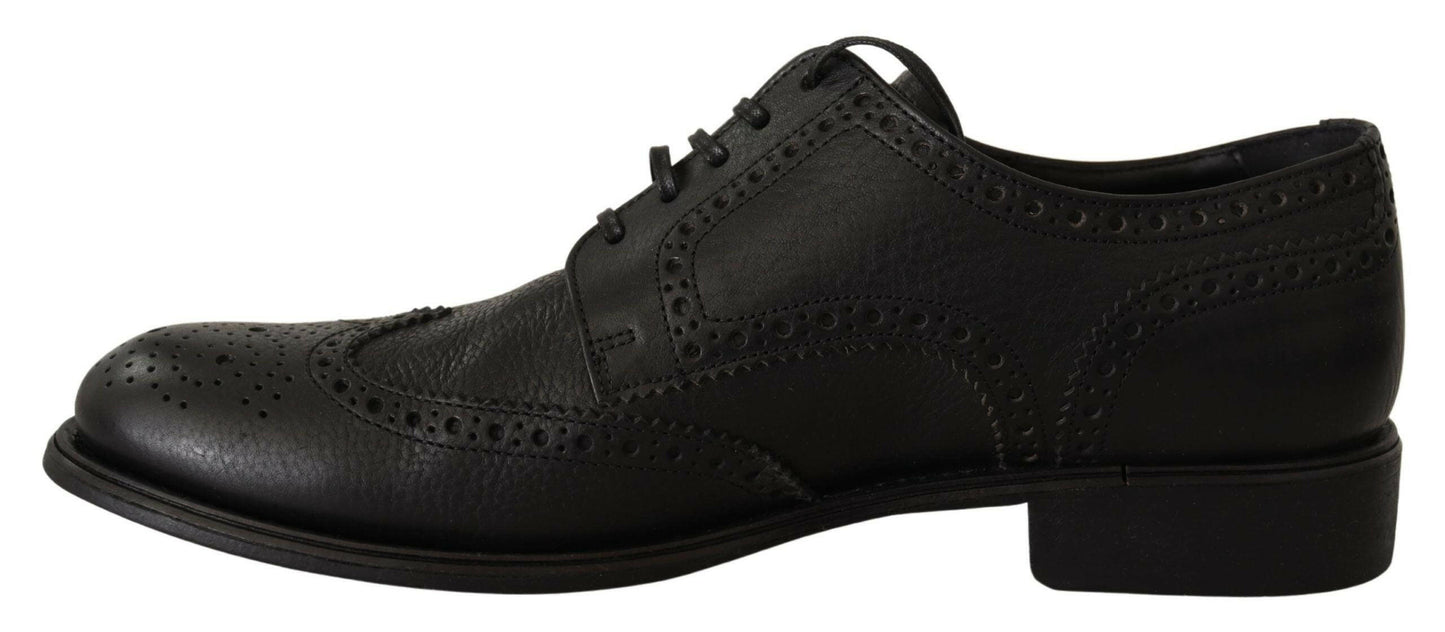 Chaussures Derby élégantes à bout golf en cuir noir Dolce &amp; Gabbana