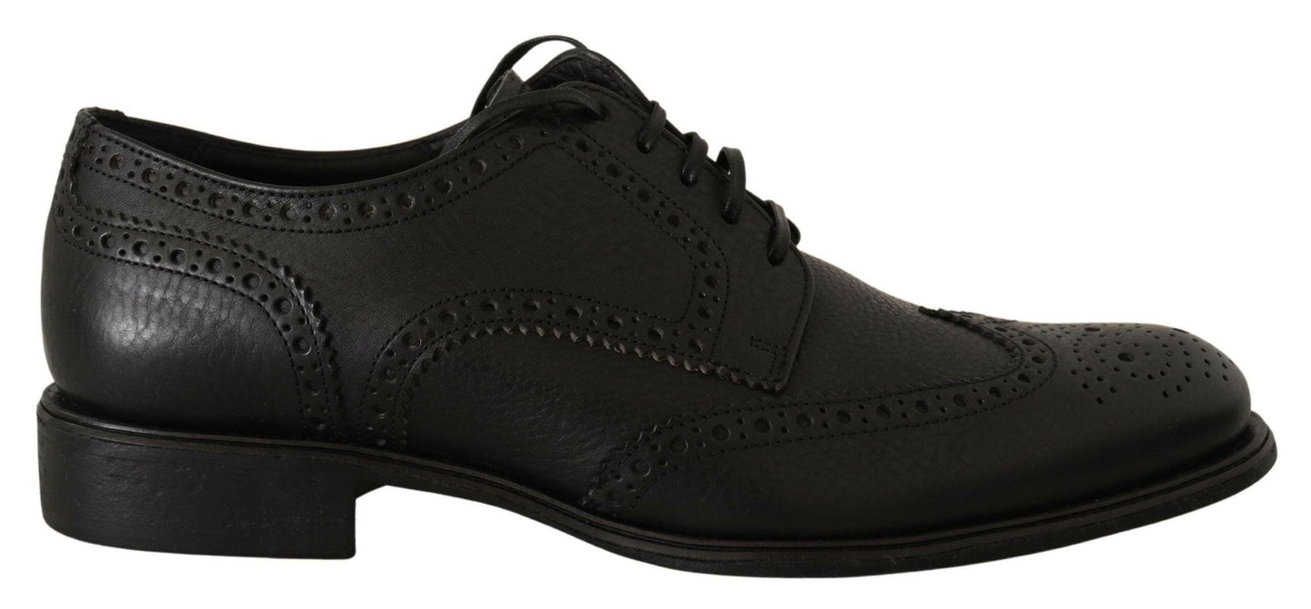 Chaussures Derby élégantes à bout golf en cuir noir Dolce &amp; Gabbana