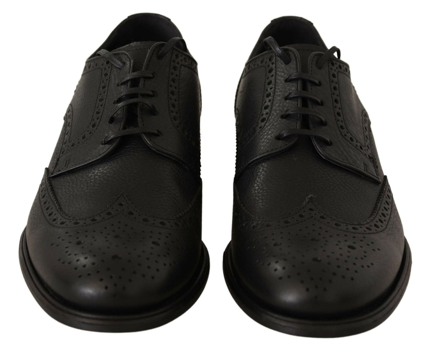 Chaussures Derby élégantes à bout golf en cuir noir Dolce &amp; Gabbana