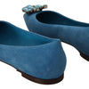 Dolce &amp; Gabbana Blaue Wildleder-Loafer mit Kristallen